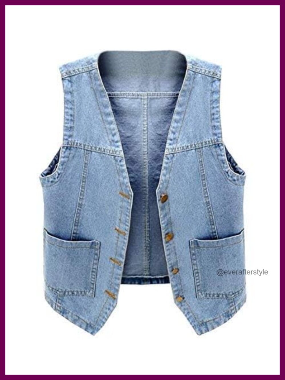 Womens Denim Vest V Neck Sleeveless Button Down Jean Vest Top